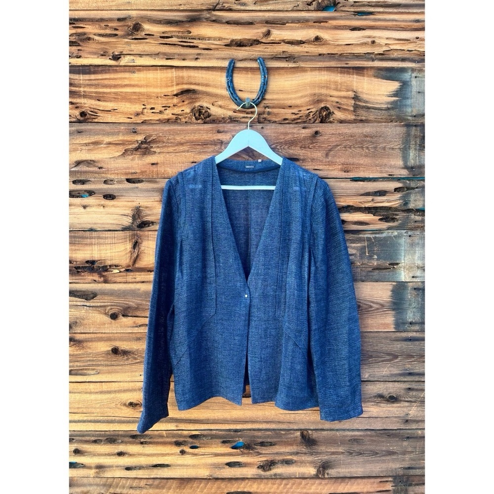 ELIE TAHARI | Navy Blue Linen Cardigan Jacket XL